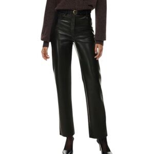 NWT Wilfred Aritzia The Melina Vegan Leather High Waist Straight Leg Pants Black